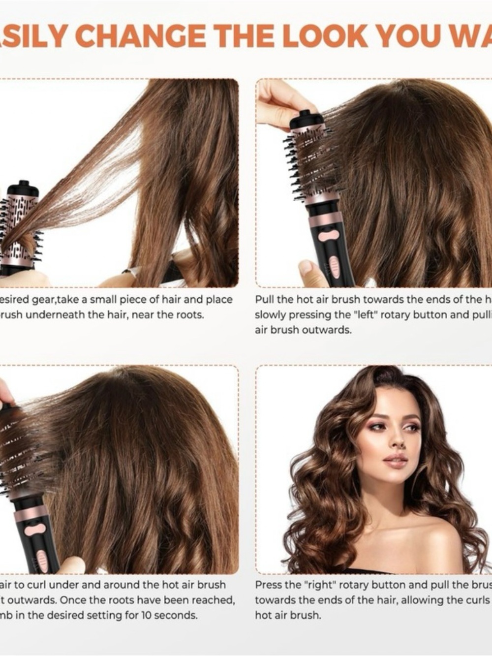 $70. OKWRAP Rotating Hair Dryer Brush 3-in-1 360° Rotating Hot Air Brush New! - Picture 8 of 16